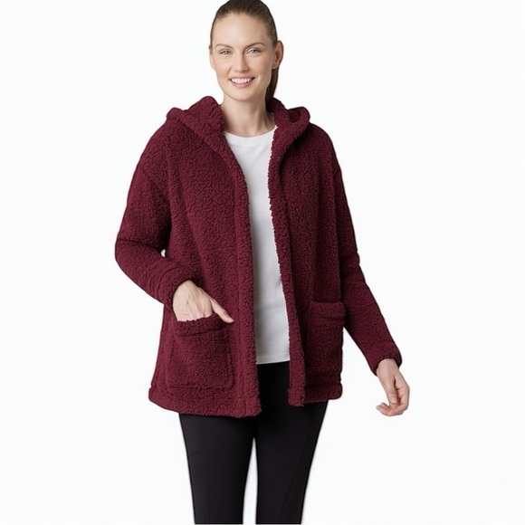 NWT Eddie Bauer Hooded Plush Fleece Ultra Soft Open Front Cardigan - Size 3X - Picture 1 of 4